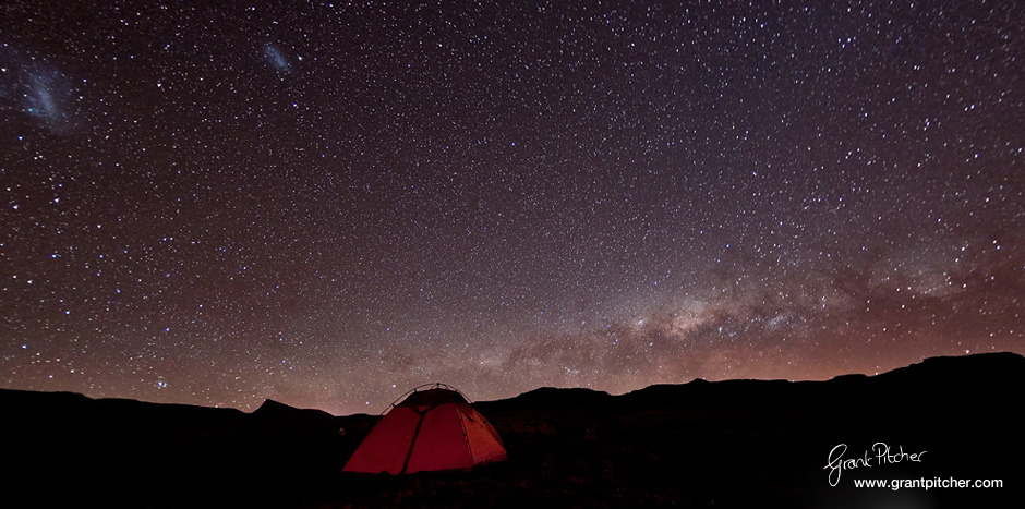 The Milky Way as if like smoke appearing from the top of the tent. Taken at 3:30am on Sunday morning with the temperature gauge reading -25C!