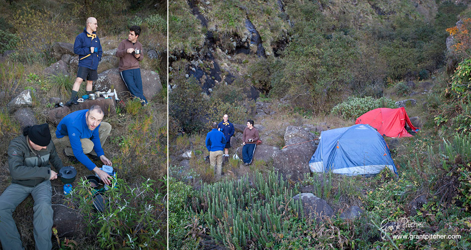 Campsite of night 1 - right in the river bed. Great to be so close to water. Note the mountain kitchen!