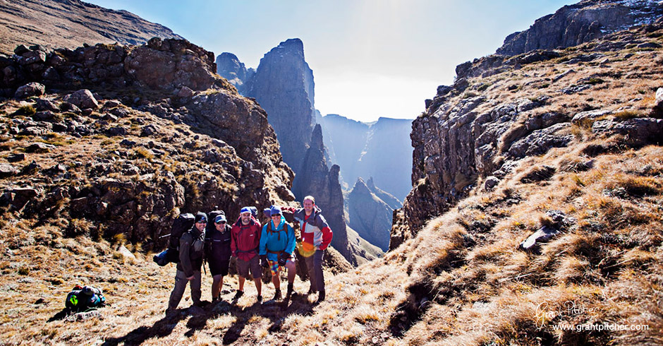 Group photo showing we all made it. Now to head across the escarpment to Windy Gap by Organ Pipes Pass