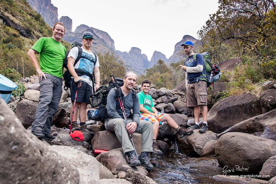 Having a brief rest on the Xeni river before boulder hopping and bushwhacking up towards the start of the pass.