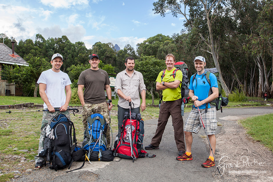 The group all set to go from the bottom carpark