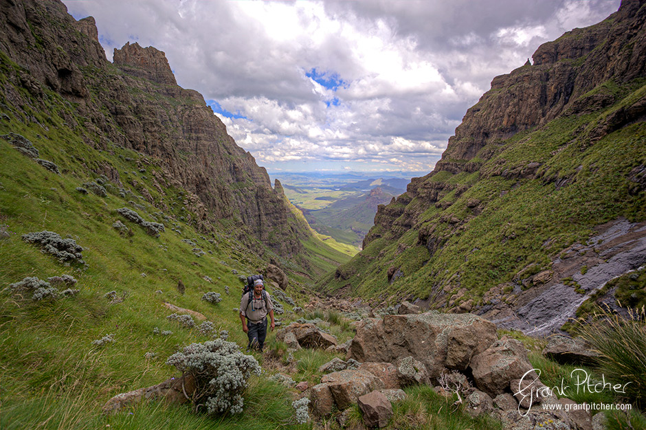 Richard slowly making his way through the rocky section of the pass.