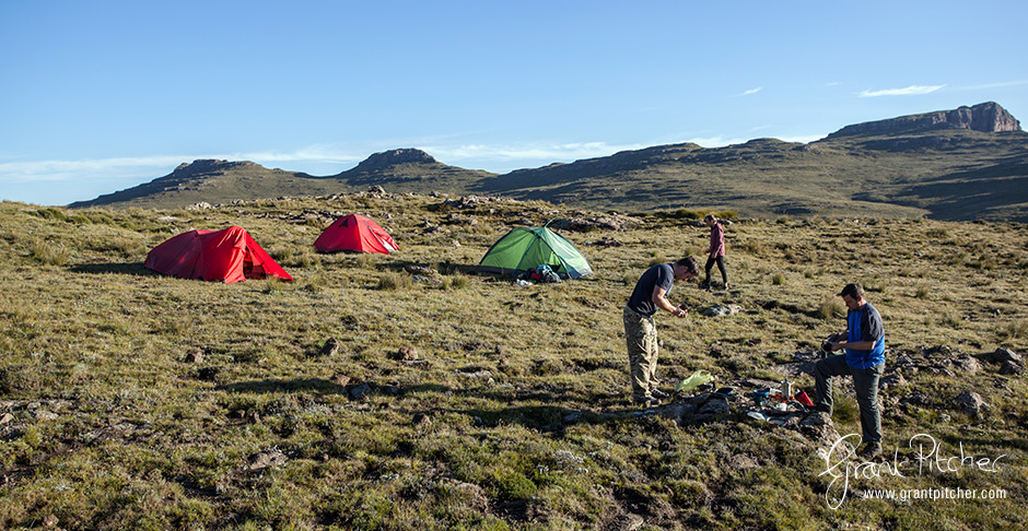 Packing up camp before heading back down the mountain