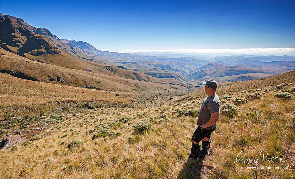 This was more or less where we reached the day before. Matt surveying the ascent and the views below.